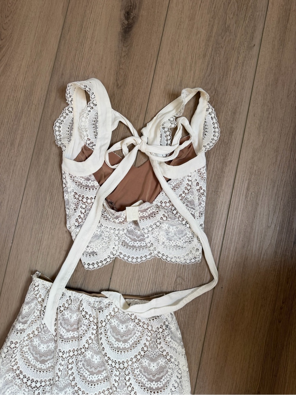 For Love & Lemons White Lace Two-Piece Midi Set - Picture 4 of 5